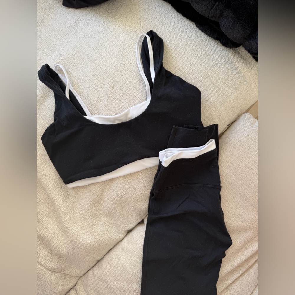 Abercrombie & Fitch Black Sports Bra Set with White Trim